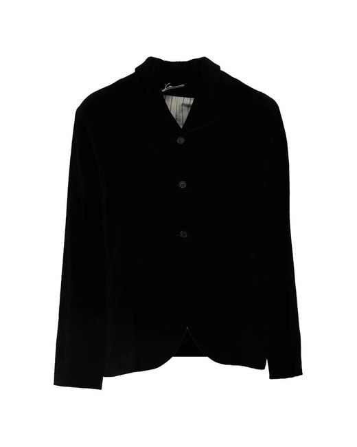 Apuntob Black Single-Breasted Velvet Blazer