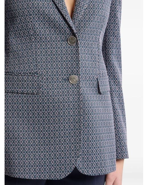 Etro Blue Single Button Closure Blazer
