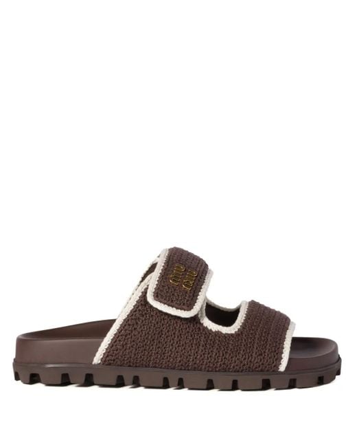 Miu Miu Brown Crochet Sandals
