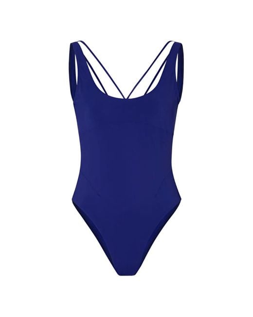 Jacquemus Blue Signature Criss-Cross Strap Swimsuit