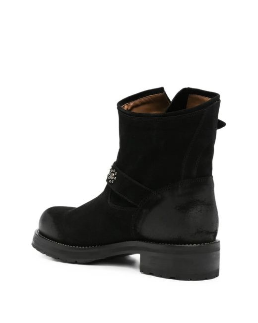 Second/Layer Black Rider Buckled Boots for men