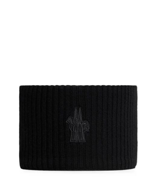 Moncler Black Ribbed-Knit Logo-Patch Headband