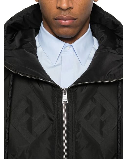 Fendi Black Ff-Jacquard Hooded Gilet for men