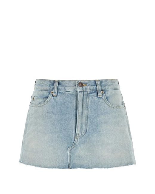 Balenciaga Blue Jupe-Short À Passants De Ceinture