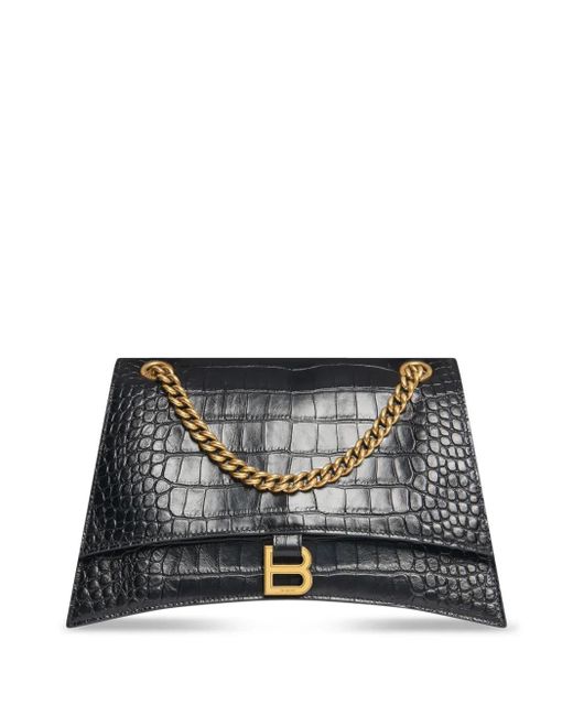 Balenciaga Crush クロコパターン ショルダーバッグ Black