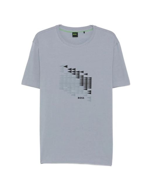 Boss Gray Graphic-Print T-Shirt for men