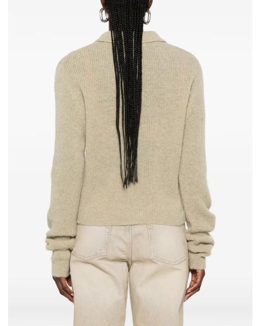 Our Legacy Natural Fuzzy-Knit Collared Cardigan
