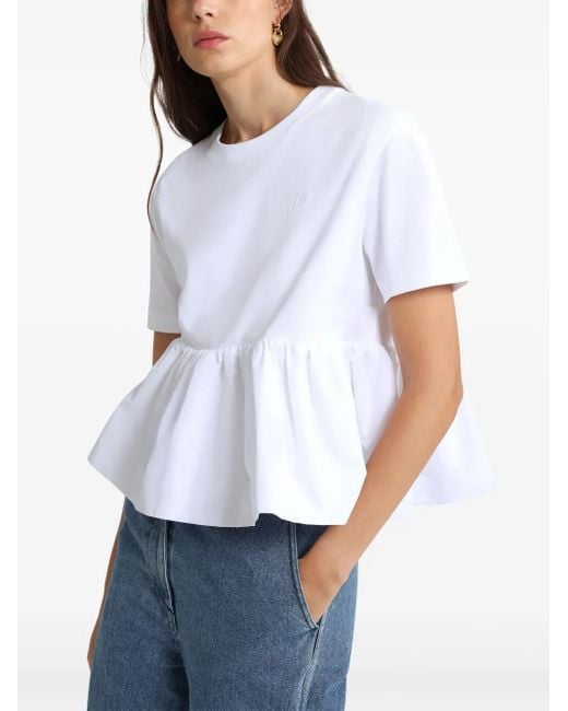 Patou White Ruffle-Hem T-Shirt