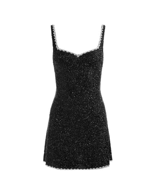 Alice + Olivia Black Eve Embellished Mini Dress