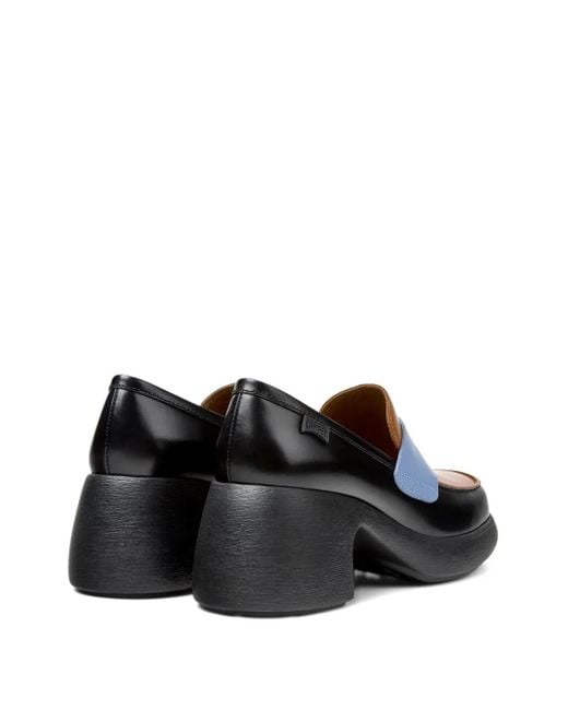 Camper Blue Twins Leather Platform Loafers
