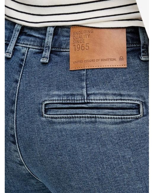 Benetton Blue Jean Droit À Patch Logo