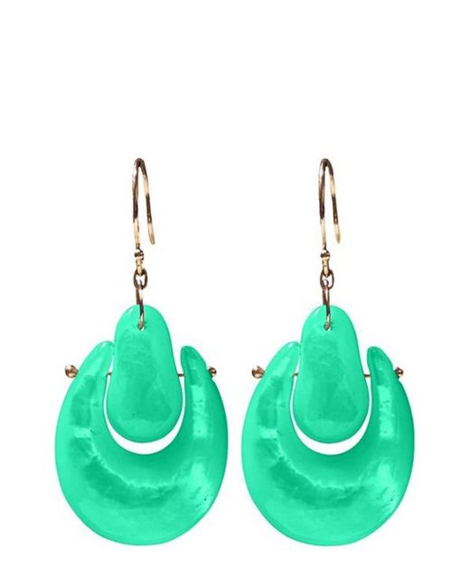 Ten Thousand Things Green 18kt Yellow Gold Large O'keeffe Chrysoprase Earrings