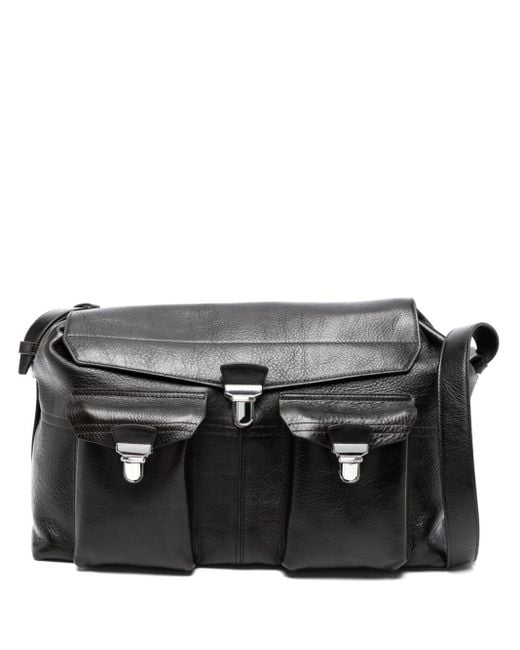 Lemaire Black Gear Pebbled Holdall Bag