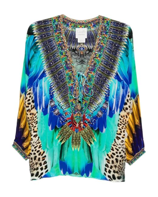Camilla Blue Graphic-Print Blouse