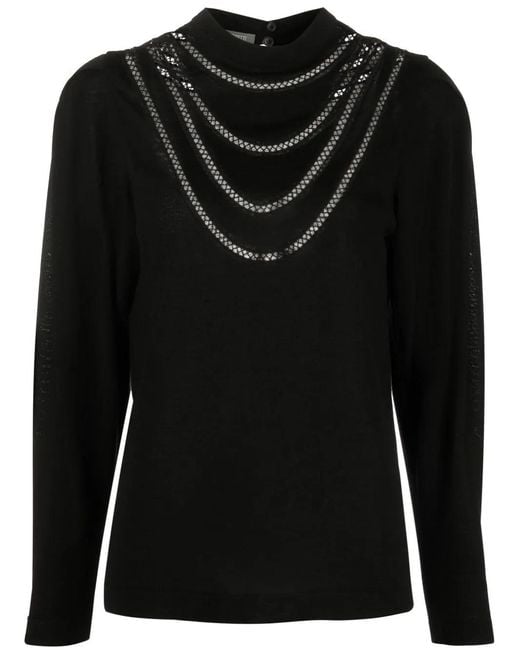 Alberta Ferretti Black Fishnet-Insert Jumper