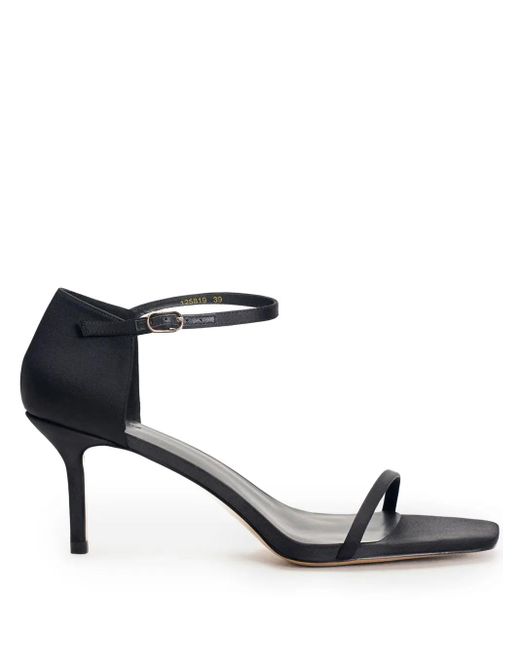 12 STOREEZ Black Square-Toe Satin Sandals