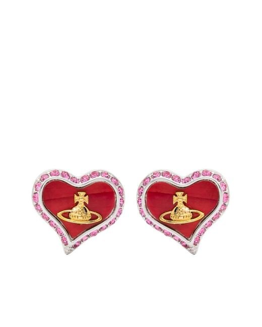 Vivienne Westwood Red Petra Heart-Shape Earrings