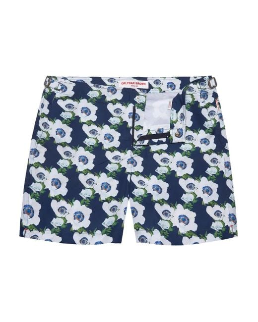 Orlebar Brown Blue Bulldog Floral-Print Swim Shorts for men