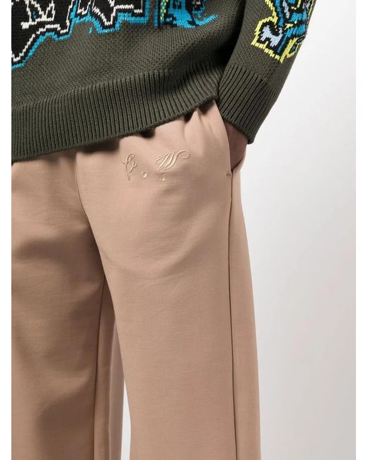 Off-White c/o Virgil Abloh Natural Embroidered-Logo Track Pants for men
