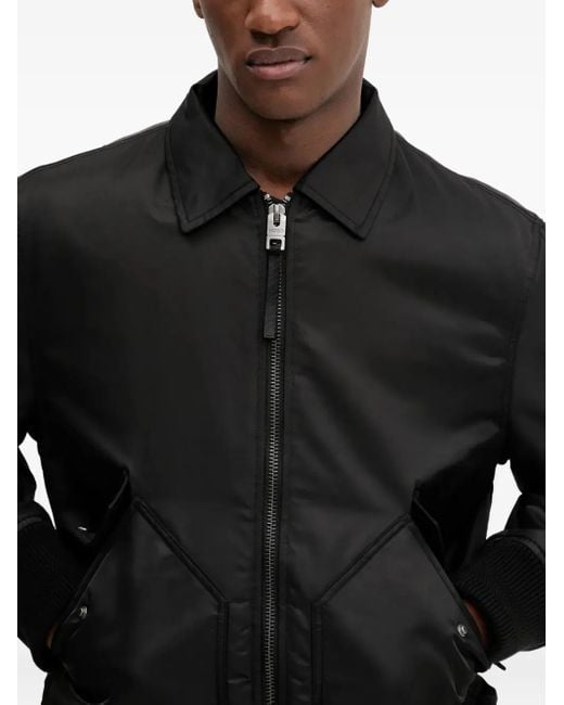 HUGO Black Zip-Fastening Bomber Jacket for men