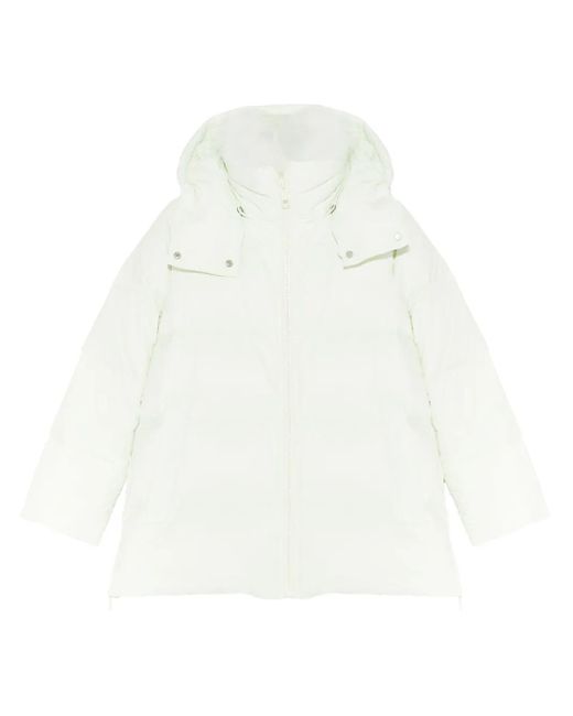 Yves Salomon White Shearling-Trimmed Down Jacket