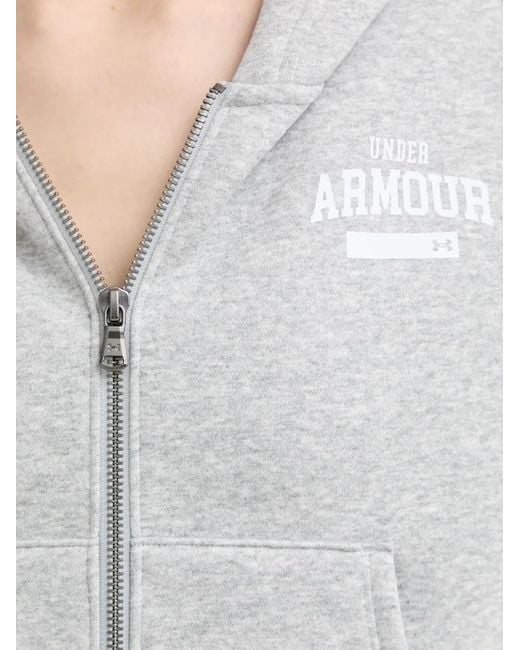 Under Armour Gray Logo-Print Zip-Up Hoodie