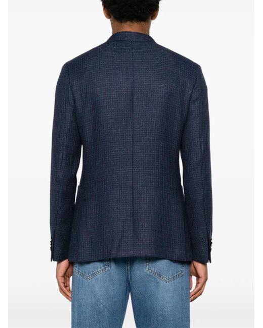 Zegna Blue Two-Button Blazer for men