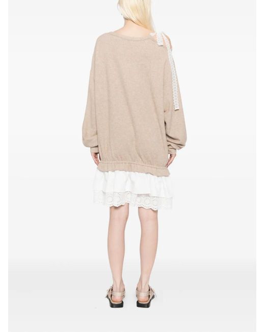 B+ AB Natural Long-Sleeved Knitted Dress