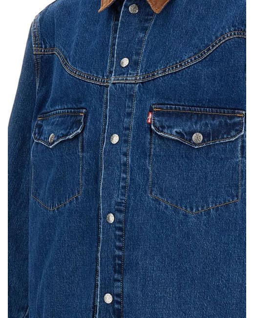 Levi's Blue Corduroy-Collar Denim Jacket for men