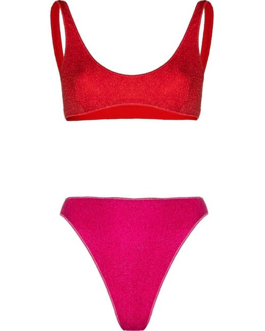 Oséree 90s Glitter Bikini Set in Red Lyst UK