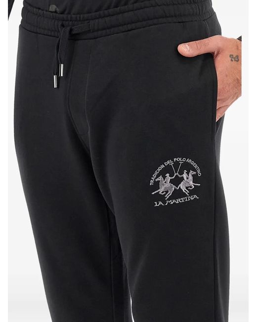 La Martina Black Drawstring Track Pants for men