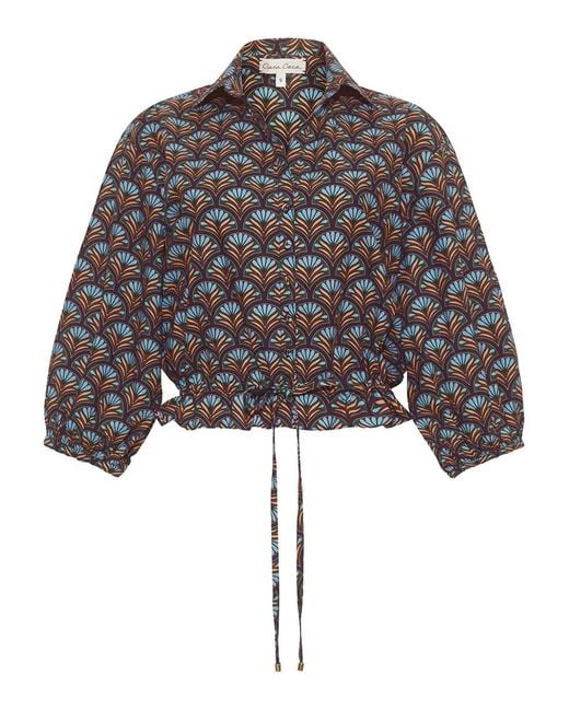 Cara Cara Black Hutton Shell-Print Drawstring Blouse