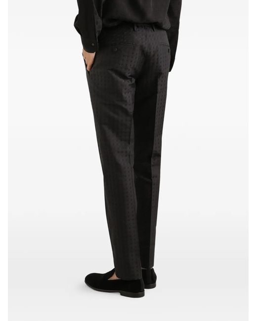 Dolce & Gabbana Black Patterned Trousers for men