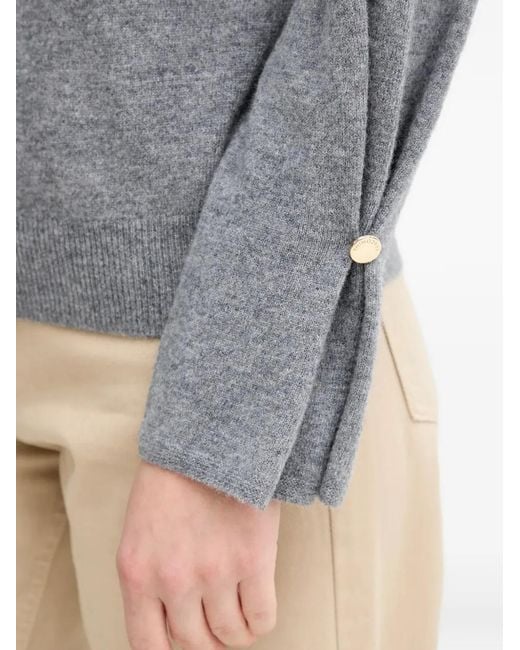 Fracomina Gray Roll-Neck Wool Sweater