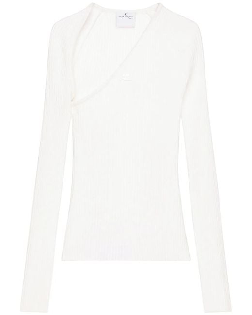 Courreges White Slash Ribbed-Knit Top