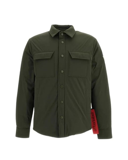 AFTER LABEL Green Logo-Patch Padded Jacket for men