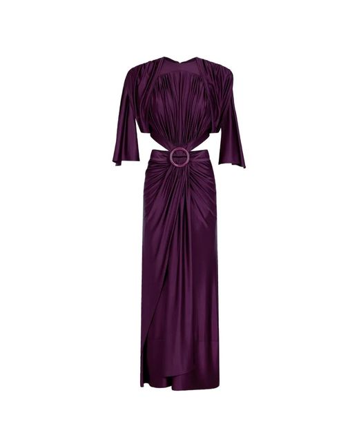 Rabanne Purple Ruched-Detail Maxi Dress