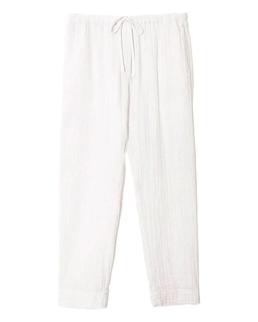 Xirena White Drawstring Textured Trousers