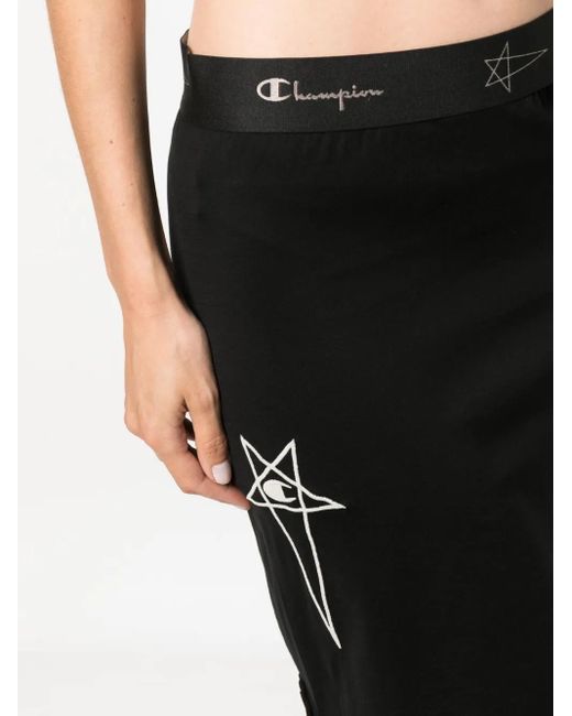 Rick Owens X Champion Black Logo-Embroidered Straight Skirt