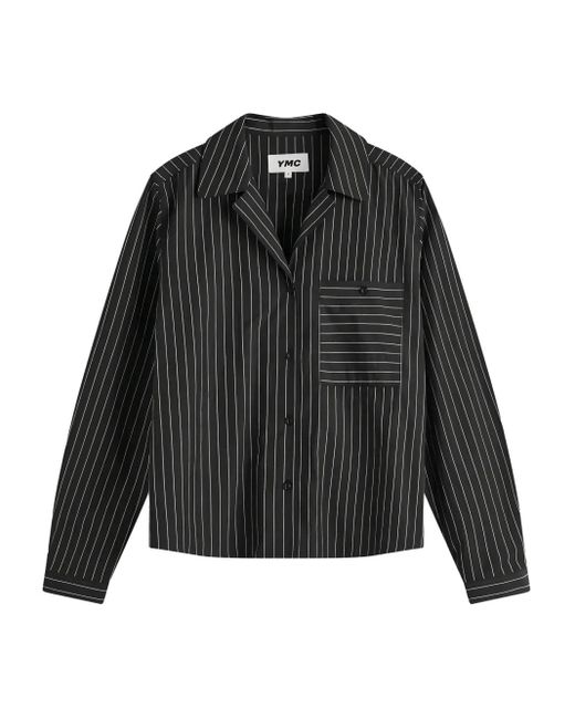 Camicia Gessata Plissettata di YMC in Black