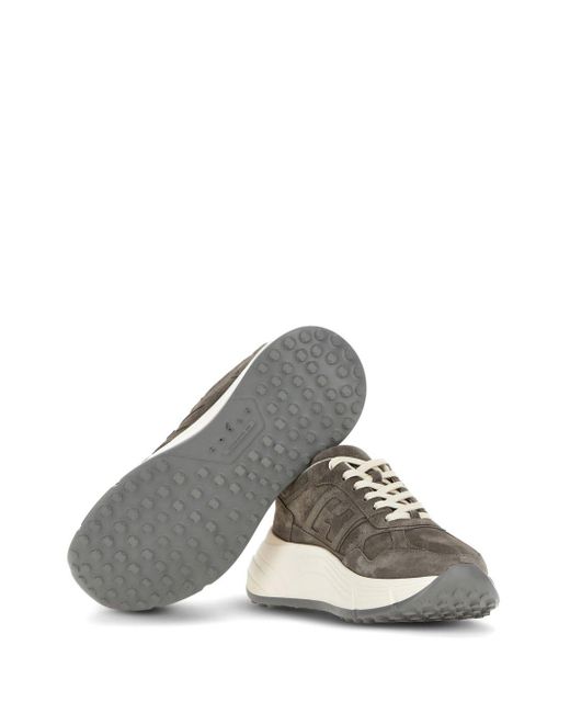 Hogan Gray H669 Lace-Up Suede Shoes