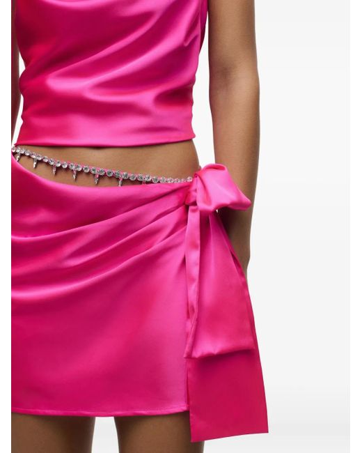 Area Pink Crystal-Embellished Bow-Detail Mini Skirt