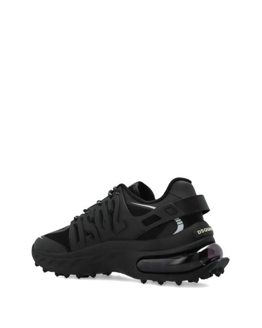DSquared² Black Lace-Up Panelled Low-Top Sneakers