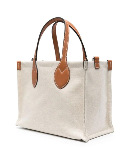 Gucci Natural Logo-print Leather-trim Canvas Tote