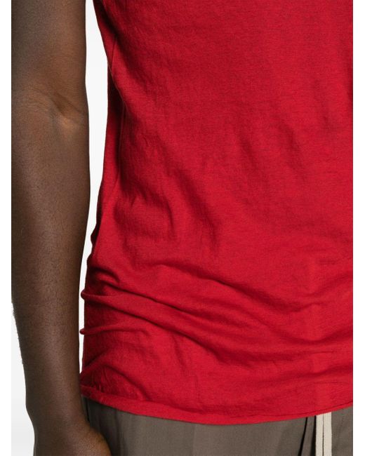 Rick Owens Red Raw-cut Cotton T-shirt for men