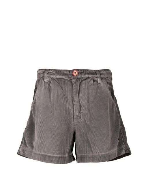 MonoStereo Gray Corduroy Pleated Shorts for men