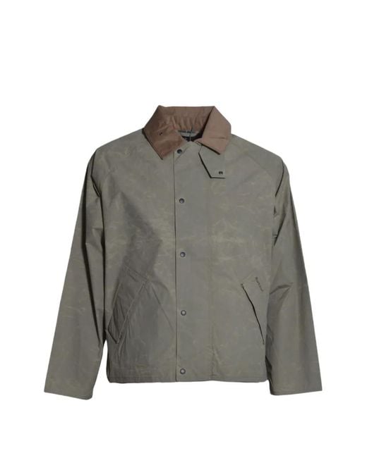 Barbour Gray Corduroy-Collar Press-Stud Jacket for men