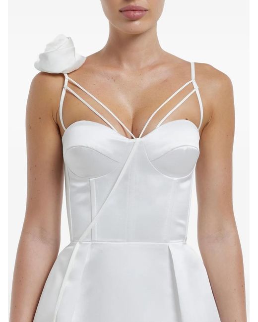 POST MERIDIEM White Rose-Detail Corset Mini Dress