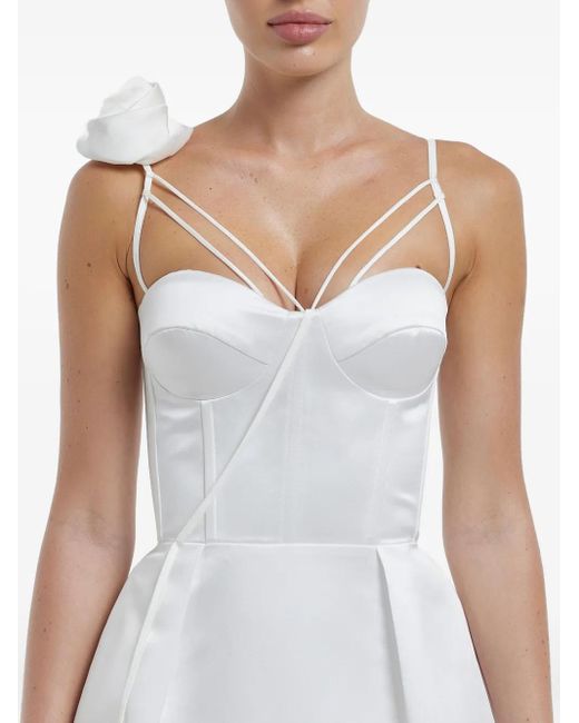 POST MERIDIEM White Rose-Detail Corset Mini Dress