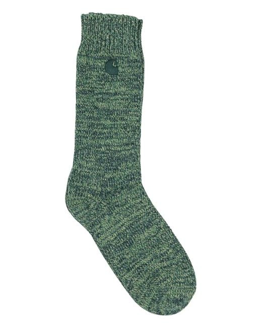 Carhartt Green Tony Ribbed Logo-Patch Socks for men